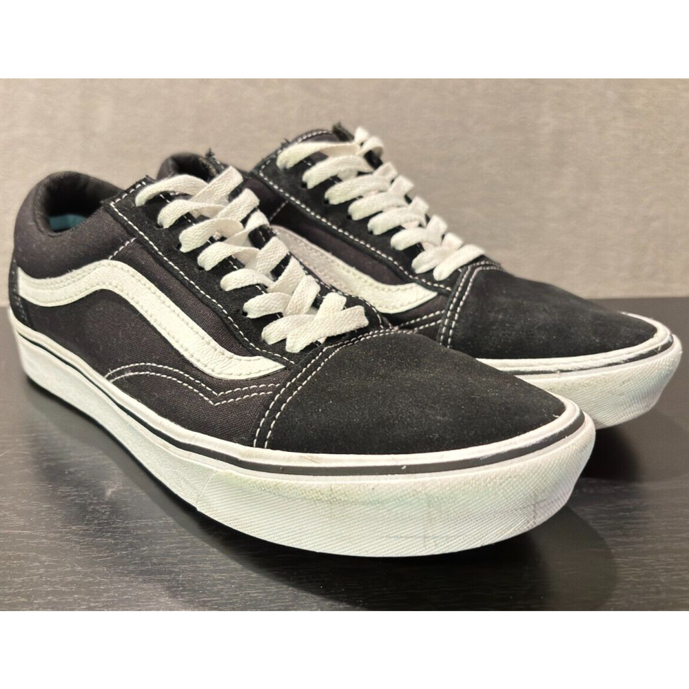 Vans Off The Wall Sneakers Low Top Mens Size 7.5 Womens Size 9 Black With White
